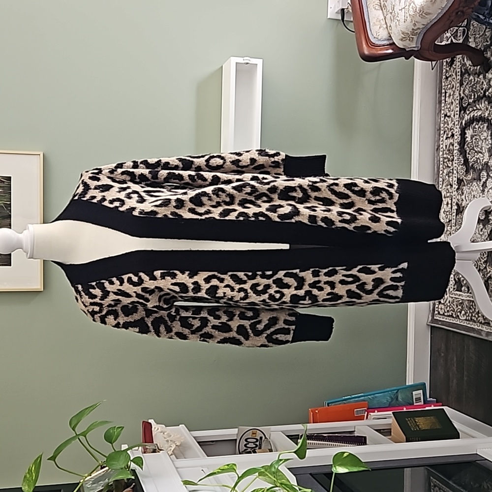 Animal print fuzzy sweater